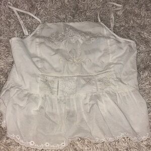 Zara White Embroidered Camisole Top